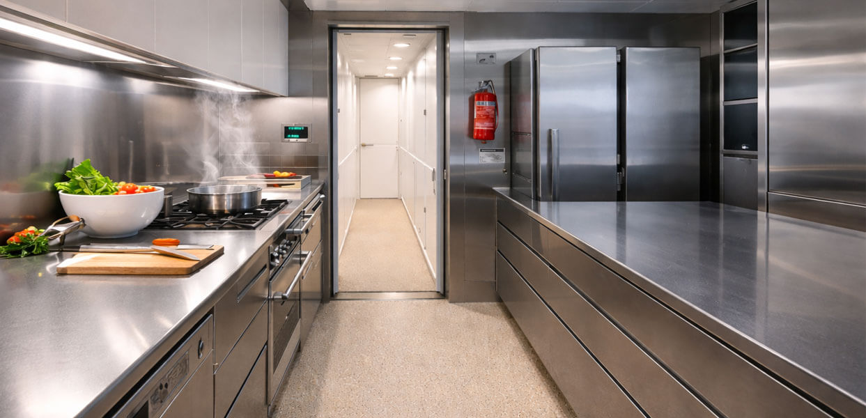 Galley and crew areas